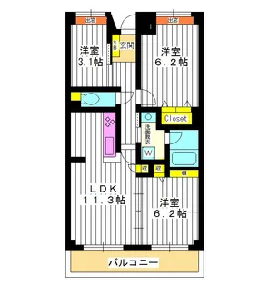 マノー中野江原町【3階】の間取り