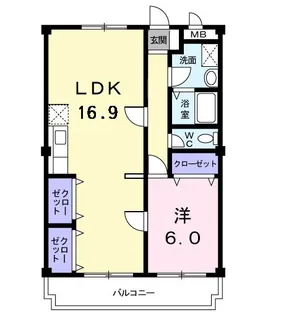 アヴィロード香芝B棟【3階】の間取り