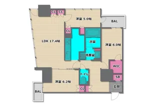 プレミストタワー靱本町【15階】の間取り