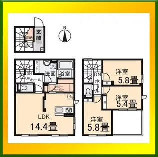 クレールムサシ【2階】の間取り