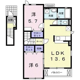 ラ・セゾン・クレール【2階】の間取り