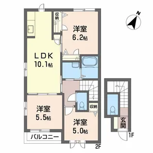 リバーサイド中野 A棟【2階】の間取り