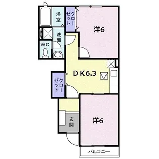セイバリープレイスA【1階】の間取り