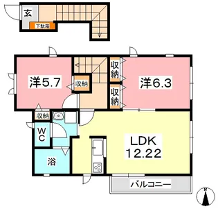 岡山県倉敷市福井【アパート】の間取り