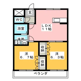 Chez-moi神畑【2階】の間取り