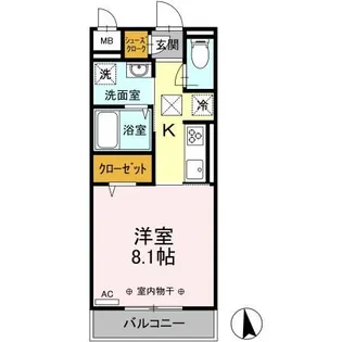 DーROOM姉体II【1階】の間取り