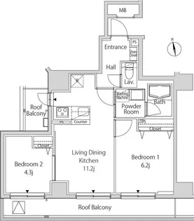 カーサスプレンディッド麻布十番駅前【5階】の間取り