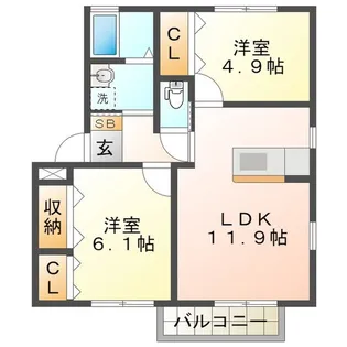 ヴィル グランディール川の街七番館【2階】の間取り