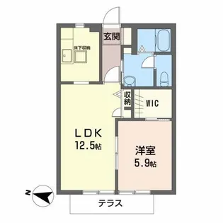 ドエル・タカショーA【1階】の間取り