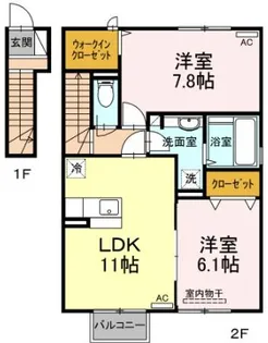 宮城県名取市箱塚2【アパート】の間取り