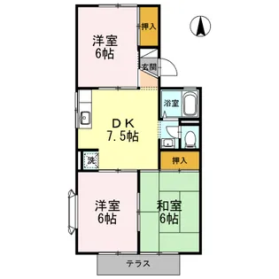 サンクレストB【1階】の間取り