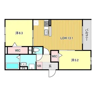 シーグレース浜甲子園【1階】の間取り