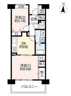 URサンヴァリエ桜堤【6階】の間取り