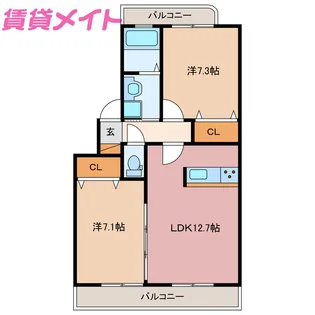 エクセレント室山A棟【4階】の間取り