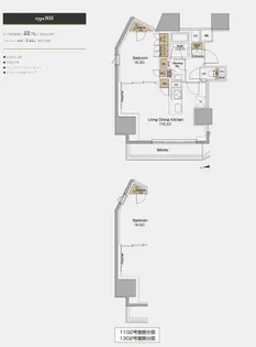 ザ・パークハビオ麻布十番【14階】の間取り