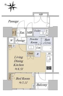 プレミスト渋谷宮益坂【5階】の間取り