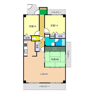 サーパス高須2番館【6階】の間取り