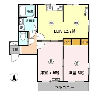 ボヌール羽屋A【1階】の間取り