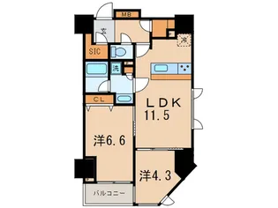 クレセント虎ノ門新橋【15階】の間取り