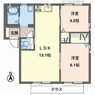 ヒルズプレイス北京都B【1階】の間取り