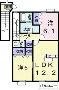 サウスヴィラB【2階】の間取り