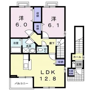 エレガンスヤツオC【2階】の間取り