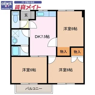 ウィンドコート明野【2階】の間取り