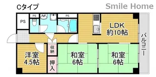 ドリーム中加賀屋【4階】の間取り