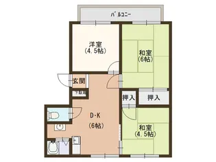 パインハイツC棟【2階】の間取り