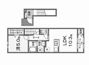 広島県福山市新涯町4【アパート】の間取り