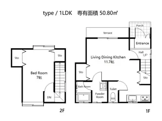 鶴岡市桜新町メゾネット【1階】の間取り