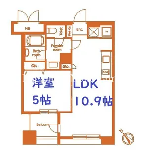レジディア横濱馬車道【6階】の間取り