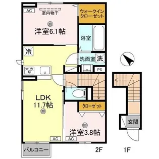 claria萩(草津市新築アパート)【2階】の間取り
