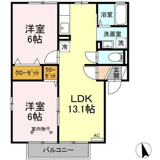 フラワーレジデンスJUN F【2階】の間取り