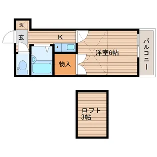 レオパレス三百人町【1階】の間取り