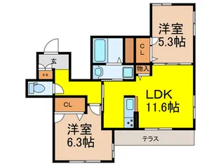 シャーメゾン宝塚小林【1階】の間取り