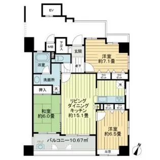 ロイヤルメゾン東国泰寺【6階】の間取り