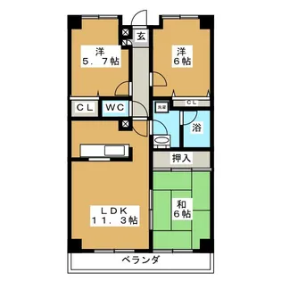 沖野マンションI【2階】の間取り