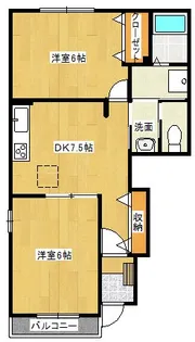 KCコーポ平山A【1階】の間取り