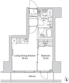 Belle Vue新橋【11階】の間取り