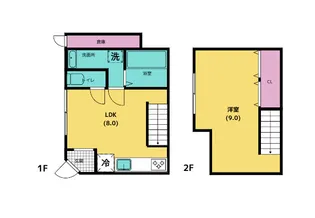 船大工町テラスハウス A号【2階】の間取り