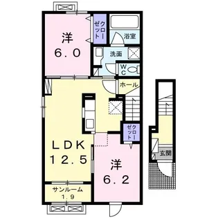 ロジュマン ココティエII【2階】の間取り