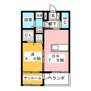 コミーテ須賀II-A【2階】の間取り