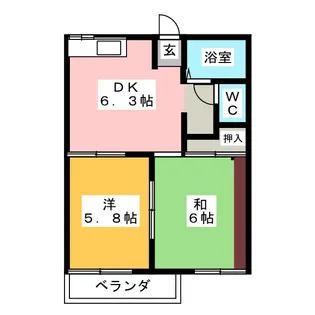 コーポサンヒル B棟【1階】の間取り