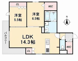 カシータ七ツ松【2階】の間取り