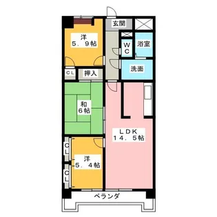 シティ・ライフ植田西【1階】の間取り