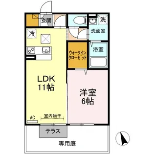 プラージュ屋島【1階】の間取り