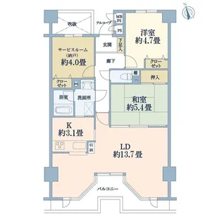 ライオンズマンション片瀬海岸【4階】の間取り