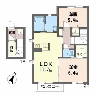 シャーメゾンガーデンズ下長B【2階】の間取り