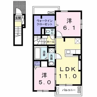 ヒルズポローニアA【2階】の間取り
